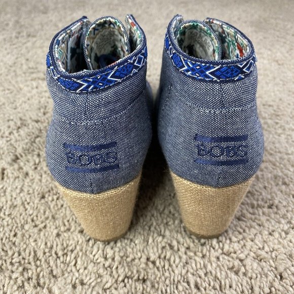 Bobs by Skechers Memory Foam Denim‎ Lace Up Bootie Wedges Womens 8 - Picture 7 of 14